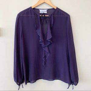 Max Mara Silk Ruffle Neckline Blouse